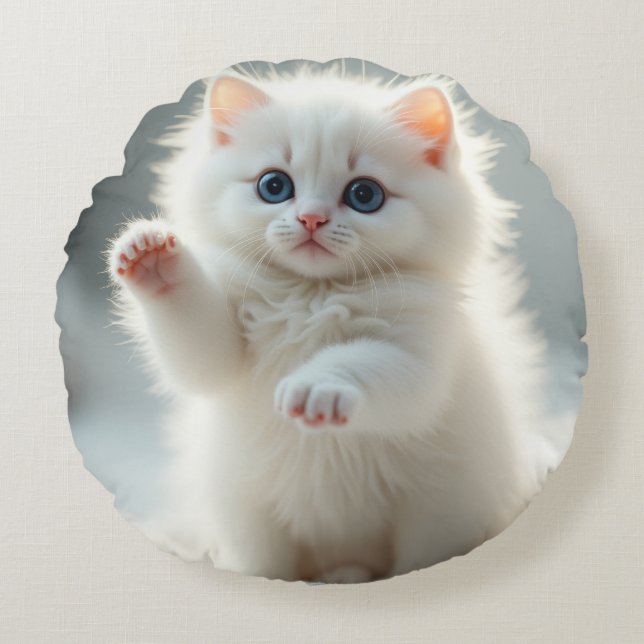 Söt katt rund kudde (Framsidan)