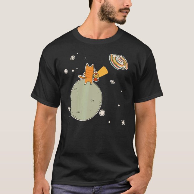 Söt Katt Rymd Konst T Shirt (Framsida)