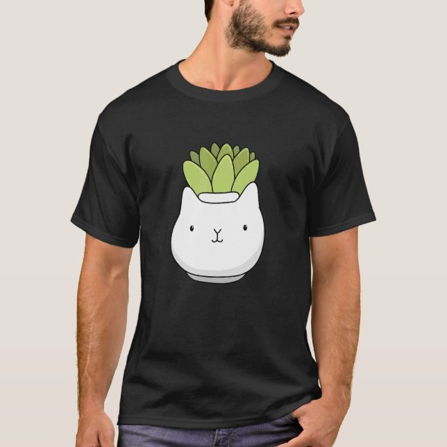 Söt katt saftig kruka t shirt (Framsida)