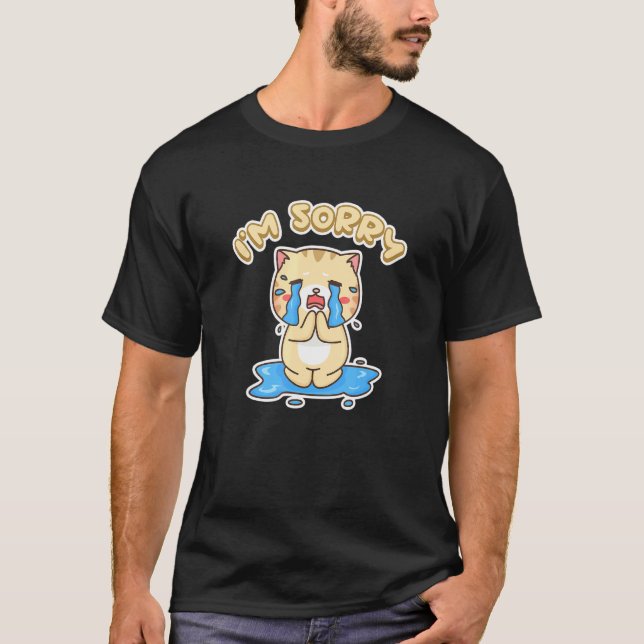 Söt katt säger jag är ledsen t shirt (Framsida)