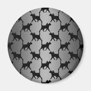 Söt Katt Siluett Mönster Magnet