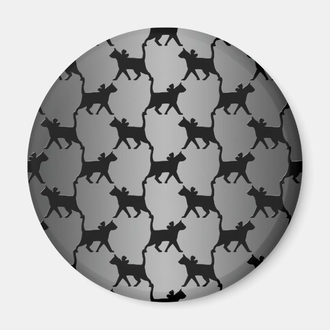 Söt Katt Siluett Mönster Magnet (Framsidan)