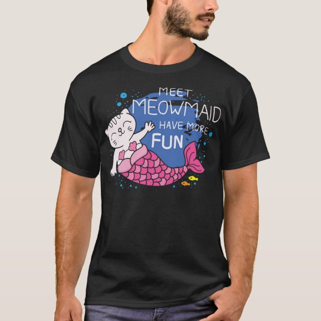 Söt katt-sjöjungfru t shirt (Framsida)