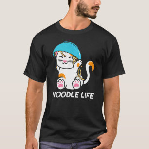 Söt Katt Skål Nudlar Huvud Nudel Liv Kattunge Katt T Shirt
