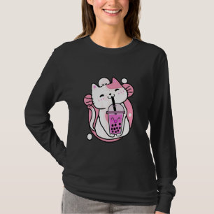 Söt katt skjorta Boba Bubble Tea Kawaii Anime Barn T Shirt
