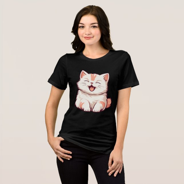 Söt Katt - Skratta Ofta  T Shirt (Framsida Full)