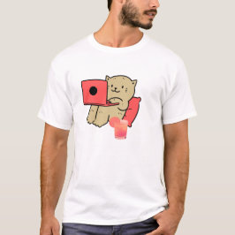 “Söt katt som arbetar på bärbar dator med juice” T Shirt