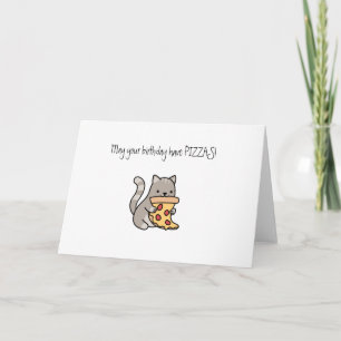söt katt som äter pizza grattis på födelsedagen lu kort