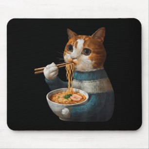 Söt katt som äter Ramen nudlar Roligt Anime-presen Musmatta
