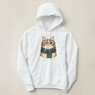 Söt katt som bär glasögon och halsduk – mysig hips t shirt