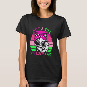 Söt katt som bär solglasögon och huvudband rosa gr t shirt