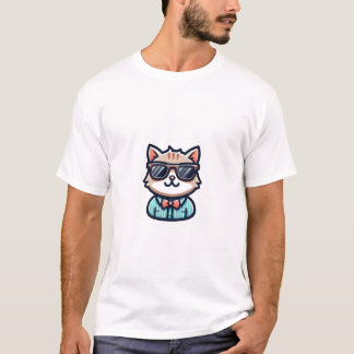 Söt katt som bär solglasögon T-shirt