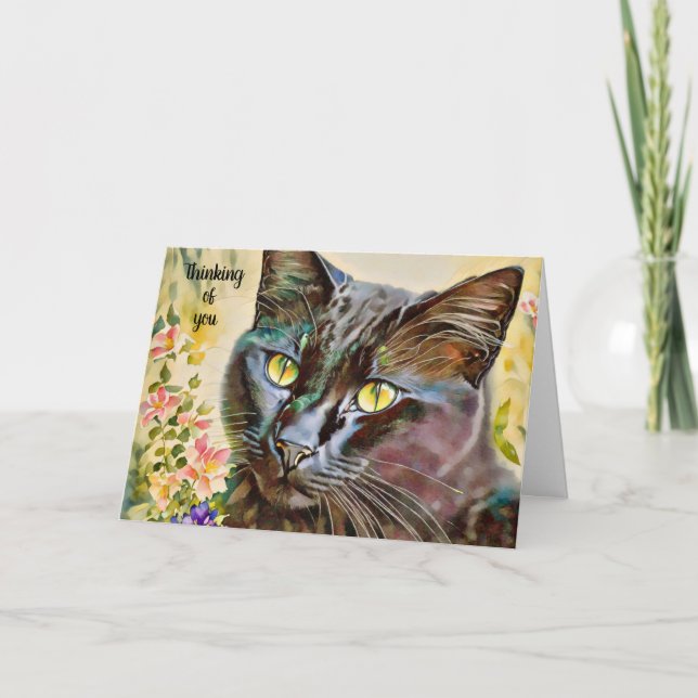 Söt Katt som funderare på ditt färgkort Kort (Framsida)