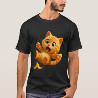 Söt katt som halkar på en banan, bedårande animera t shirt