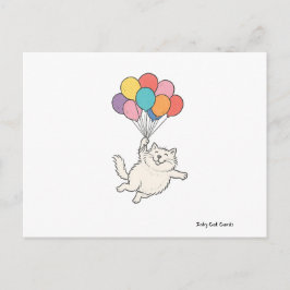Söt katt som håller ballonger vykort
