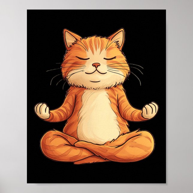 Söt katt som mediterar yoga män kvinnor flickor ba poster (Framsidan)