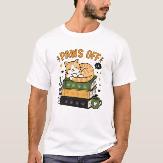 Söt katt som sover på böcker Roliga tassarna av Bo T Shirt