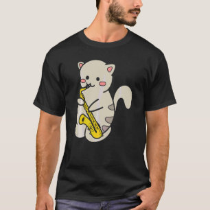 Söt katt som spelar saxofon  1 t shirt