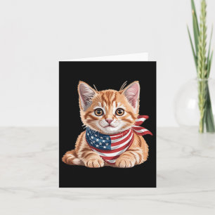 Söt Katt Sommar Flagga Oss Minnesdag  Kort