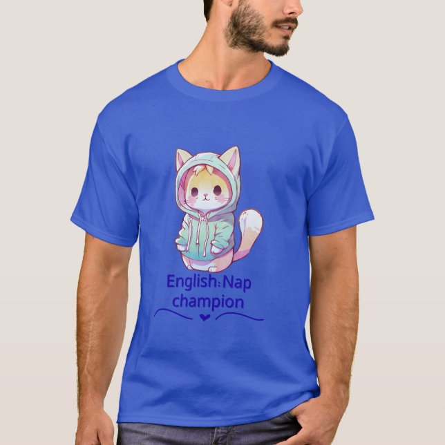 Söt katt sömn mästare T-shirt (Framsida)