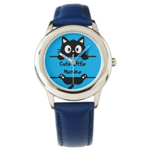 Söt katt, söt liten elakhet, rolig katt Tittar Armbandsur