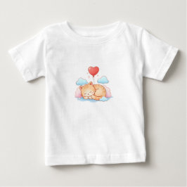Söt katt sover med hjärteballong t shirt