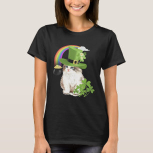 Söt Katt St Patricks Dag Shamrock Regnbåge Patty K T Shirt