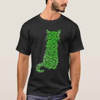 Söt katt St Patricks Day Klöver Lycklig Katt Mamma T Shirt