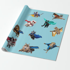 Söt katt superhjältar Barns inslagspapper Presentpapper