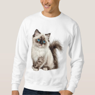 Söt Katt T-Shirt Kattmamma Kattpappa Lång Ärmad Tröja