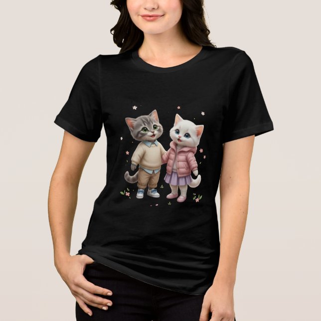 Söt katt T-shirt | Tom & Luna vårdesign (Framsida)