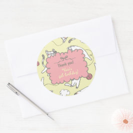 Söt Katt Tack Födelsedag Runt Klistermärke