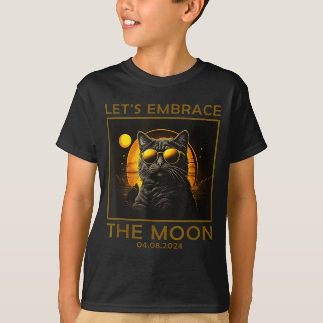 Söt Katt Total Solförmörkelse Omfamning T Shirt (Framsida)