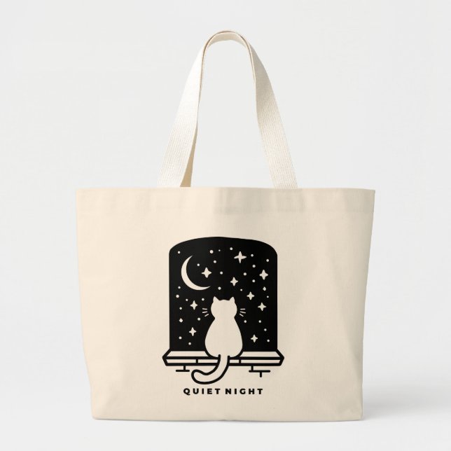 Söt katt toteska Kawaii Minimal Estetisk Vardag Jumbo Tygkasse (Framsidan)