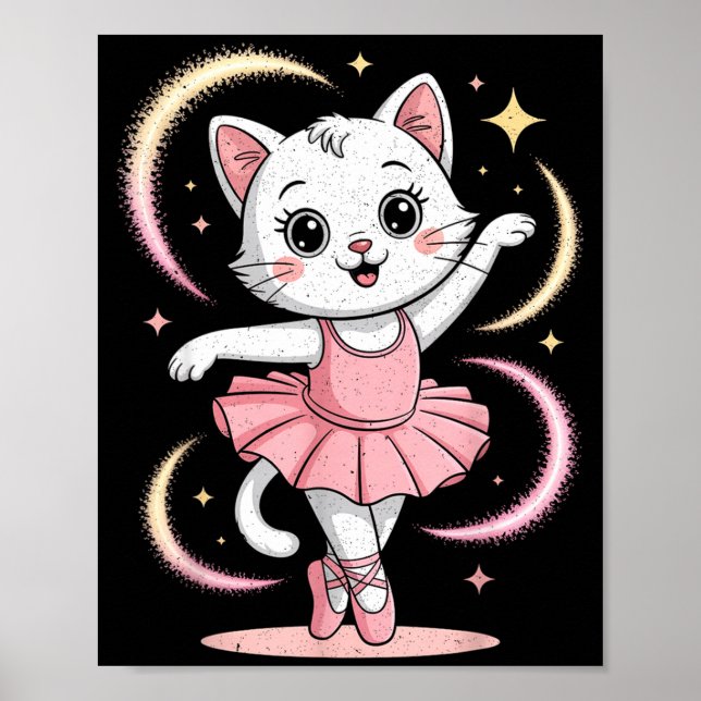 Söt Katt Tutu Balett Dansar Balett Poster (Framsidan)