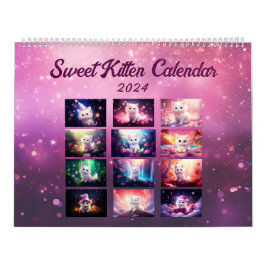 Söt Katt Två Sidor Stor Kalender