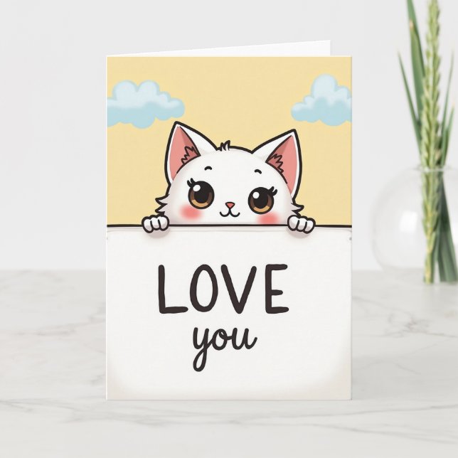 Söt Katt Unge Kärlek Kort (Framsida)