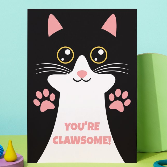 Söt Katt Unge Katt Tema Barn Födelsedag Tacksamhet Tack Kort ("You're claw some" cute kitty cat kid's birthday thank you card girls bday party )