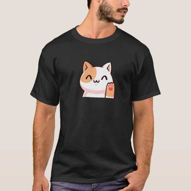 Söt Katt Uwu Stil T Shirt (Framsida)