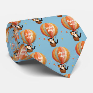 Söt Katt Varm Luft Ballong Whimsical Konst Slips