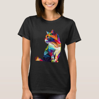 Söt Katt Vattenfärg Färgrik För Katt Flerfärgad T Shirt