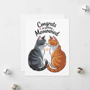Söt kattälskare Bröllopskongratulationer Förlovnin Julkort