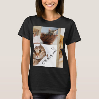 Söt kattälskare Collage T-shirt med Meow-design |