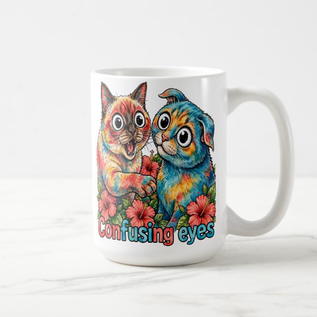 Söt kattälskare Katt Rolig Siamese & Chartreux Cha Kaffemugg (Höger)