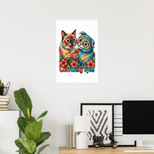 Söt kattälskare Katt Rolig Siamese & Chartreux Cha Poster