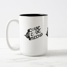 Söt Kattälskare Mugg, Love Meow Svart Katt Kaffe K Två-Tonad Mugg