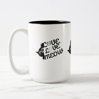 Söt Kattälskare Mugg, Love Meow Svart Katt Kaffe K Två-Tonad Mugg