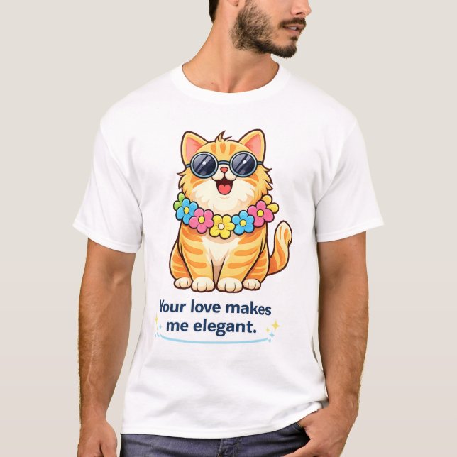 Söt kattälskare rolig romantisk katt t shirt (Framsida)
