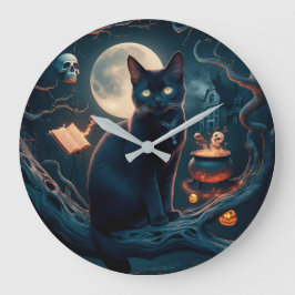 Söt kattdag inspirerad Halloween Firande-dekoratio Stor Klocka