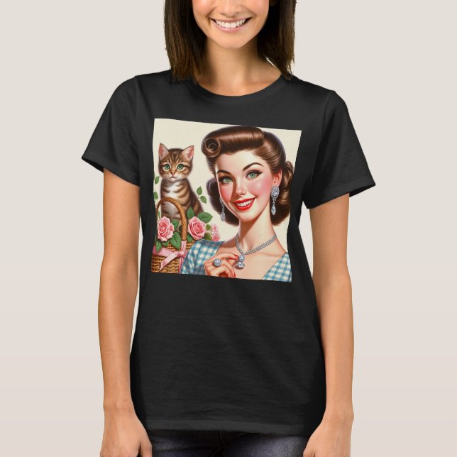 Söt kattdam t shirt (Framsida)